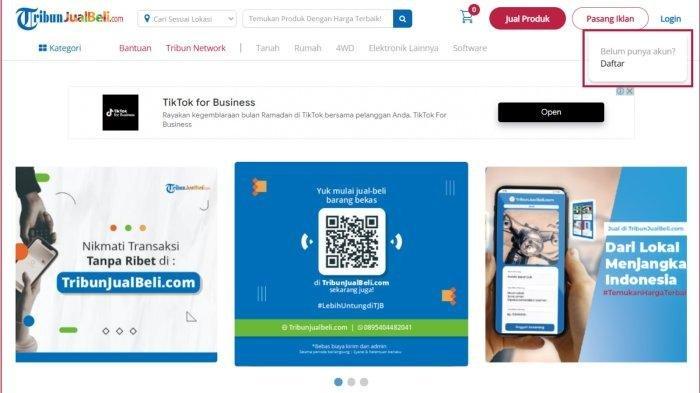 Daftar akun TribunJualBeli terlebih dahulu.