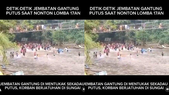 Inilah detik-detik sebelum jembatan gantung putus saat perlombaan 17 Agustus.