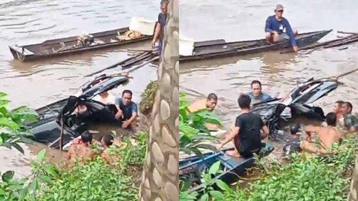 Detik-detik evakuasi mobil travel yang terjun ke sungai di Musi Rawas