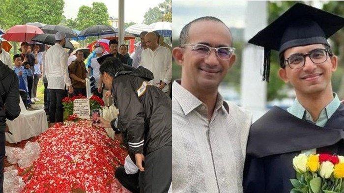 PEMAKAMAN IBRAHIM ASSEGAF - Pemakaman Suami Najwa Shihab di TPU Jeruk Purut, Jakarta Selatan, Rabu (21/5/2025). Prosesi pemakaman diguyur hujan deras, Anies Baswedan dan Quraish Shihab hadir mengikuti prosesi pemakaman. Diguyur Hujan, Anak Najwa Shihab Sigap Berada di Samping Liang Lahat Ayahnya, Ekspresi Izzat Disorot