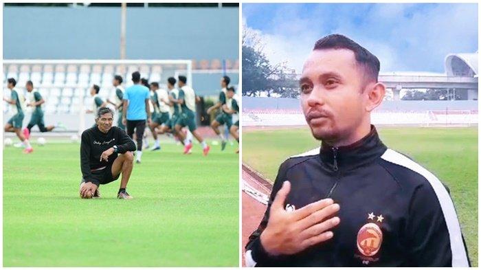 Pelatih Fisik Sriwijaya FC Coach Dino Sefriyanto menjalankan program latihan fisik kepada pemain di Stadion Bumi Sriwijaya Palembang, Selasa (5/12/2023) sore. Mantan head coach Yoyo