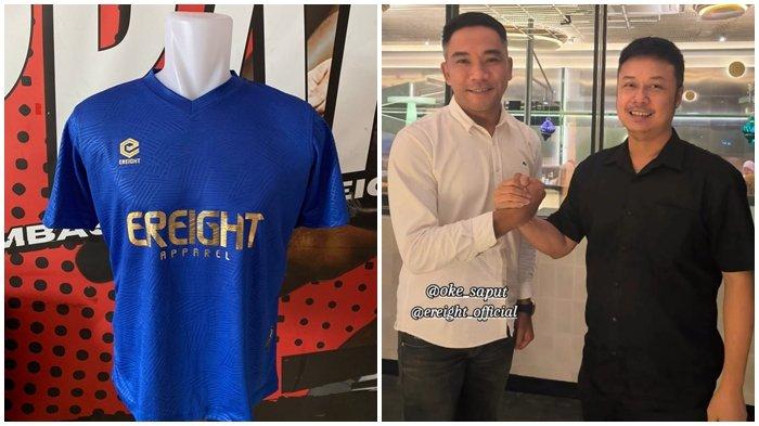 GANDENG EREIGHT APPAREL - CEO PT Digi Sport Asia Anggoro Prajesta selaku pemegang saham mayoritas PT SOM (Sriwijaya Optimis Mandiri) selaku manajemen pengelola Sriwijaya FC memposting dirinya bersalam komando dengan Pemilik Ereight Apparel, Eko Saputro