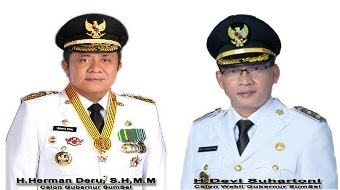 Beredar foto mantan Gubernur Sumsel Herman Deru dan Bupati Muratara Devi Suhartoni diduetkan berpasangan pada Pilgub Sumsel 2024.