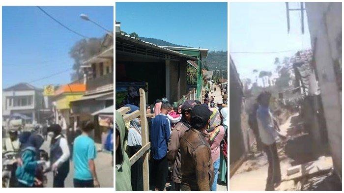 Ibu-ibu berhamburan cari anak hilang saat gempa di bandung.