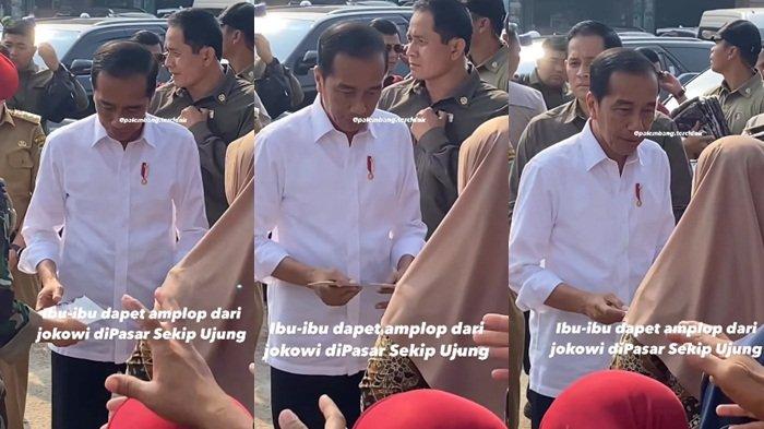 Jokowi ke Palembang kasih emak-emak amplop, rejeki nomplok dari Presiden RI.