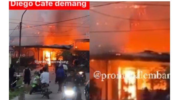 Kebakaran di Coffe Diego Palembang, Rabu (2/8/2023).