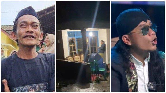 Sunhaji, penjual es teh viral (kiri) Suasana Sunhaji sepi tak ada penghuni (tengah) Gus Miftah (kanan). - Keberadaan Sunhaji sekeluarga usai dihina Gus Miftah terungkap.