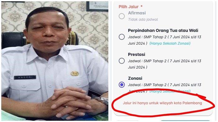 Kepala Dinas Pendidikan Palembang Ansori dan website PPDB SMP tak bisa diakses.