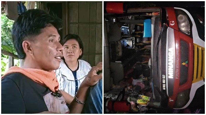 Kernet bus PO Minanga, Fika saat menceritakan kronologis kejadian tabrakan maut di jalan lintas timur Desa Buluh Cawang, Kecamatan Kayuagung, Kabupaten Ogan Komering Ilir.