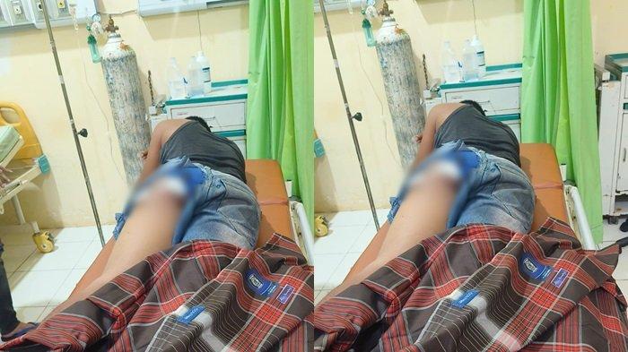 MENDAPATKAN PERAWATAN - Korban Edi Saputra sopir truk batu bara di Kabupaten Musi Rawas Utara, Provinsi Sumatera Selatan (Sumsel) saat menjalani perawatan di Rumah Sakit usai menjadi korban penembakan masalah portal jalan, Senin (30/6/2025).