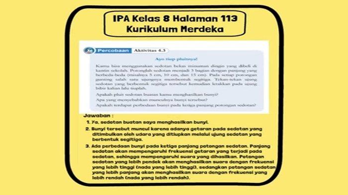 Kunci Jawaban IPA kelas 8 Halaman 113