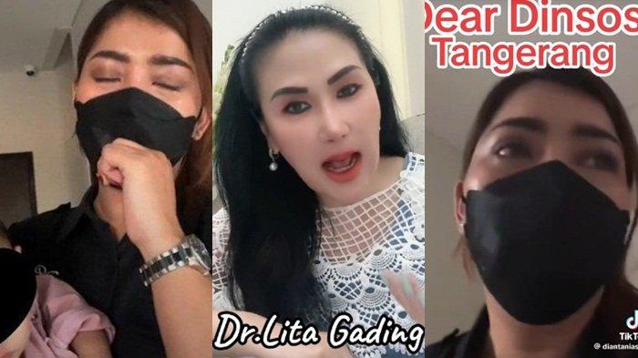 Lita Gading (tengah) mendukung Pratiwi Noviyanthi (kiri) yang tak terima anak asuhnya diambil pihak Dinsos Kota Tangerang