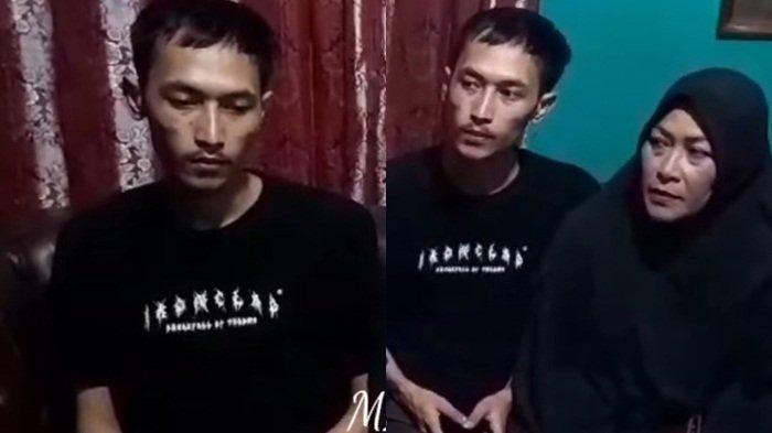 Mimin Mintarsih (kanan) bantah anaknya, Abi (kiri) terlibat pembunuhan ibu dan anak di Subang.