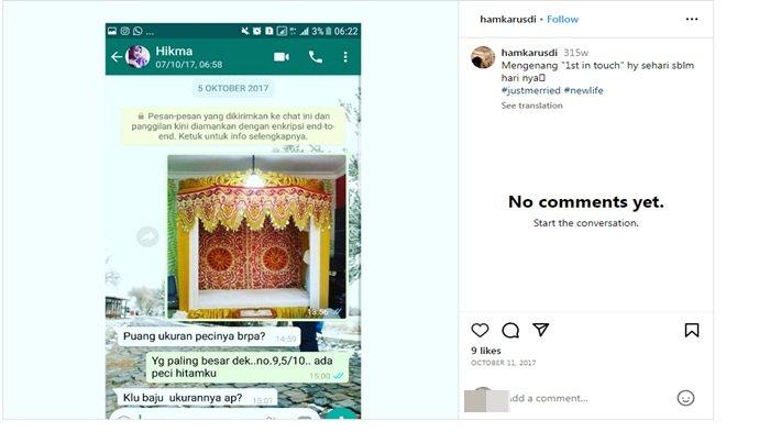 Momen Hamka mengunggah pesan singkat sang istri usai resmi menikah enam tahun lalu.