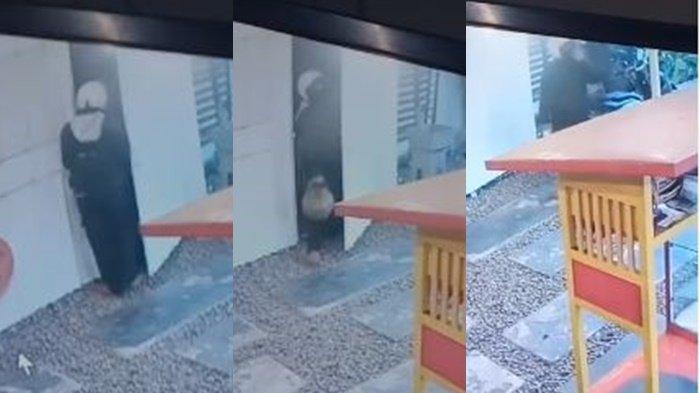 Momen pencurian tabung gas 3 kg yang terjadi di Jalan Kapten A Rivai Palembang, Jumat (17/11/2023) pagi.