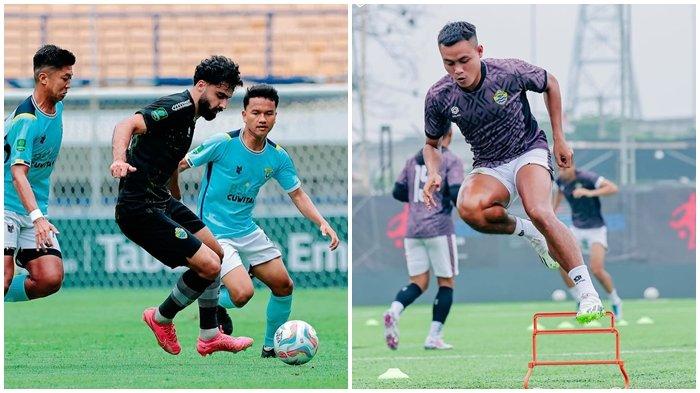 Skuad tim PSKC Cimahi latihan jelang menghadapi babak play-off degradasi Liga 2 2023/2024.