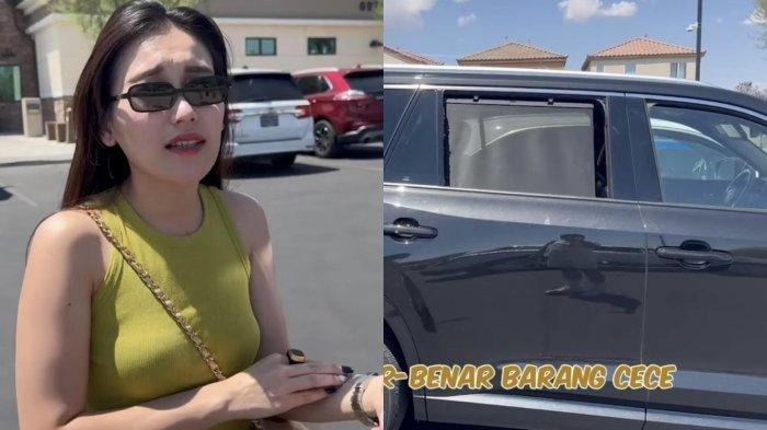 Pedangdut Ayu Ting Ting kerampokan di Amerika Serikat. Ibu Bilqis tunjukkan kondisi kaca mobil yang pecah ulah maling.