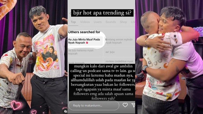 Pertemuan Aa Juju (kanan) dengan pemilik warung Nyak Kopsah (kiri) viral, singgung masalah permintaan maaf.