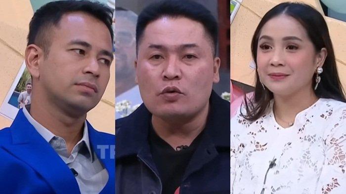Raffi Ahmad (kiri) diskakmat Om Merry (tengah) imbas sebut Nagita Slavina (kanan) cuma leha-leha.