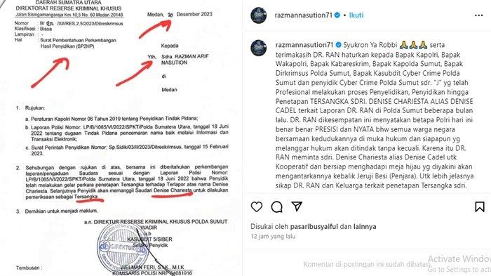 Rahman Nasution girang lihat nasib Denise Chariesta jadi tersangka