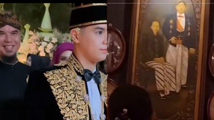 NGUNDUH MANTU AL - Tangkapan layar TikTok. Ritual Ahmad Dhani saat pasang foto kerajaan di ngunduh mantu Al Ghazali dikuak