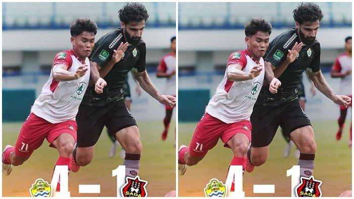 Tim Sada Sumut FC saat ditekuk PSKC Cimahi dengan skor 4-1 pada laga kedua play-off degradasi Liga 2 2023/24 di Stadion GBLA Bandung, Jumat (12/1/2024).
