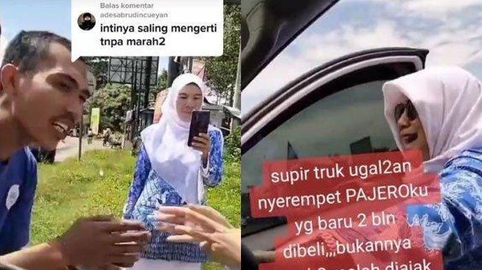 Sikap emak-emak tajir tetap kalem meski mobil Pajero miliknya diserempet truk ugal-ugalan viral di media sosial.