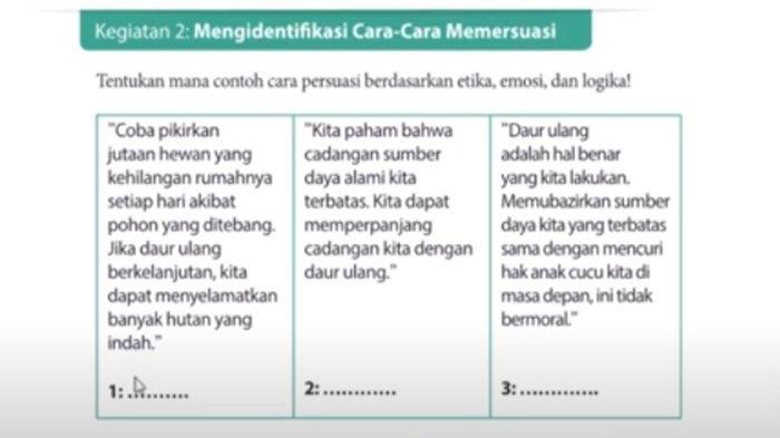 Soal Bahasa Indonesia kelas 9 SMP Kurikulum 2013 lengkap kunci jawaban, Kegiatan 2