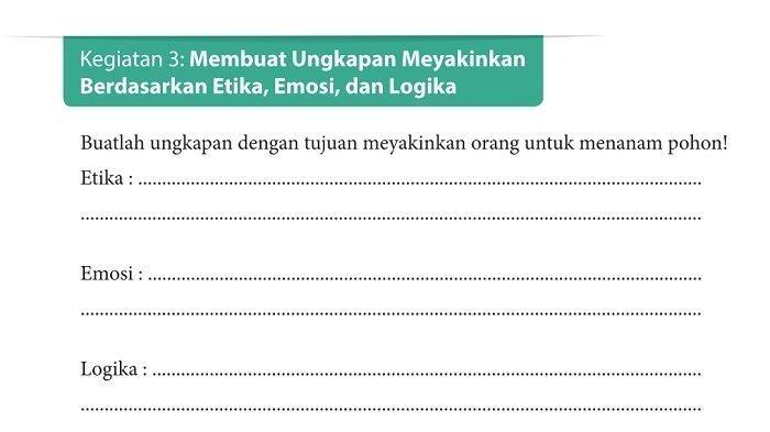 Soal Bahasa Indonesia kelas 9 SMP Kurikulum 2013 lengkap kunci jawaban, Kegiatan 3.