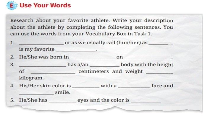 Soal Bahasa Inggris kelas 10 SMA halaman 9 semester 1 Kurikulum Merdeka, Use Your Words