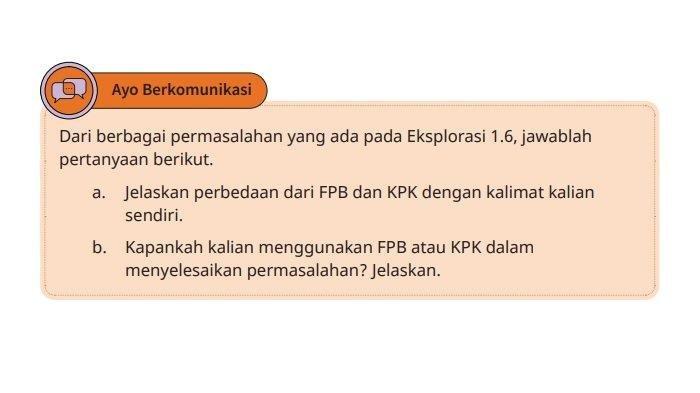 Soal Matematika kelas 7 SMP halaman 29 buku Kurikulm Merdeka, Ayo Berkomunikasi.