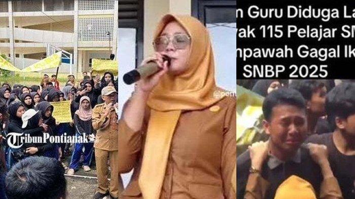 GAGAL IKUT SNBP: Tangkapan layar momen saat Febrini, Wakil Kepala SMAN 1 Mempawah diamuk ratusan siswanya yang gagal ikut SNBP, Selasa (4/2/2025). Kini sosoknya yang disebut kerap ngonten itupun disorot.