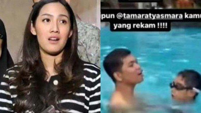 Tamara Tyasmara bantah statemen pihak sekolah soal putranya yang disebut tidak bisa berenang, ditemui di Polda Metro Jaya Jakarta Selatan, Senin (19/2/2024).