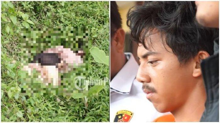 (Kiri) Jasad korban dan (Kanan) Tampang Herdis, pelaku pembunuhan mahasiswi di Tasimlaya, Jawa Barat, saat diamankan polisi.