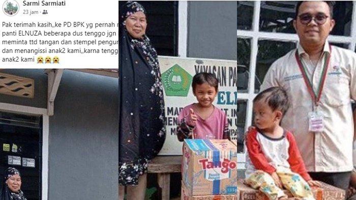 Postingan Sarmi Sarmiati, pengurus panti asuhan terkait donatur prank panti asuhan tempatnya bekerja di Muba.