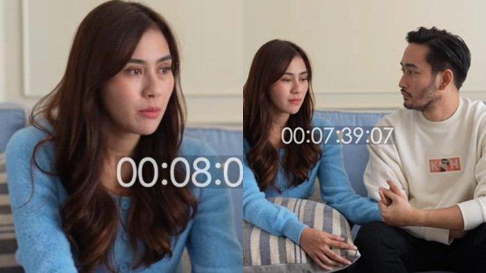 Tatapan mata Jeje Govinda (kanan) disorot saat Syahnaz (kiri) akui menyesal atas perbuatan yang dilakukannya.