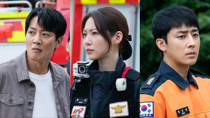 Dari kiri: Kim Rae Won sebagai Jin Ho Gae, Gong Seung Yeon sebagai Song Seol, dan Song Ho Jun sebagai Bong Do Jin di drama Korea The First Responders 2.