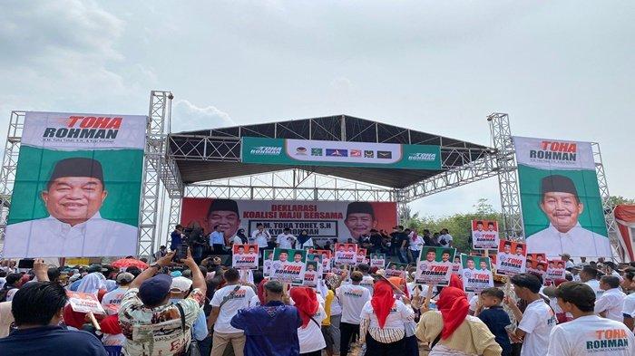 Pasangan bakal calon Bupati dan Wakil Bupati Musi Banyuasin (Muba) HM Toha Tohet-Kiyai Rohman yang diusung Koalisi Maju Bersama dalam Pilkada Muba 2024.