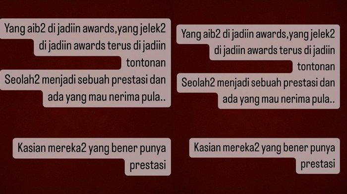 Unggahan Sonny Septian suami Fairuz A Rafiq menyinggung soal aib jadi awards.