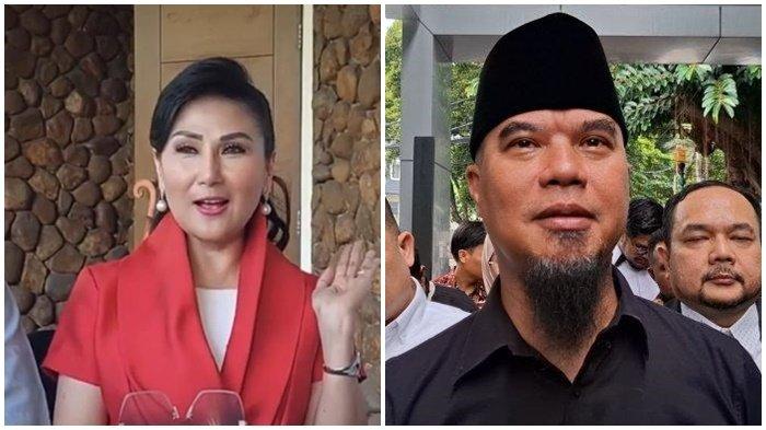 REAKSI LITA GADING - Potret Lita Gading saat ditemui awak media beberapa waktu lalu (kiri). Potret Ahmad Dhani (kanan) saat mendatangi KPAI, Rabu(9/7/2025). Usai dilaporkan Ahmad Dhani ke KPAI, Lita Gading bereaksi.