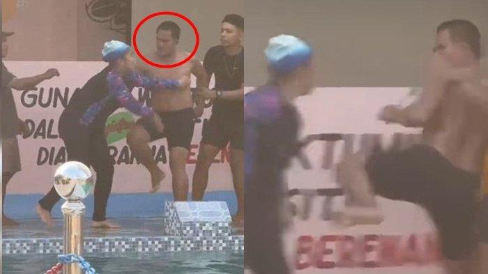Viral Pelatih Renang Tendang Alat Vital Guru Wanita hingga Pingsan dan Jatuh Ke Kolam, Pelaku Arogan