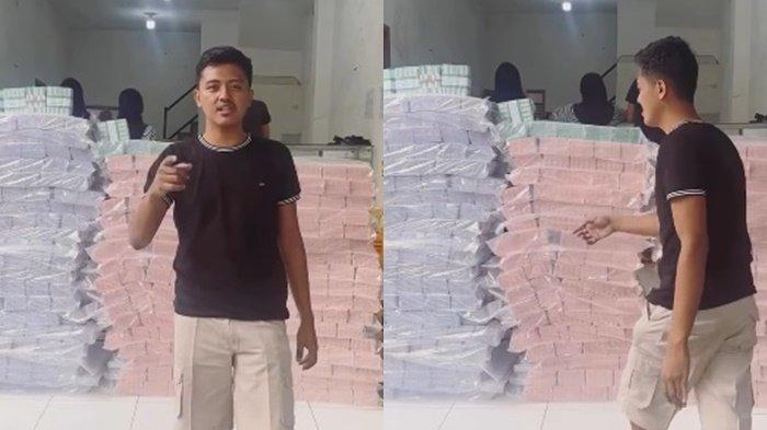 VIRAL PENAMPAKAN UANG - Tangkapan layar Instagram Palembangg Senin (24/3/2025). Viral tyumpukan uang baru sejumlah Rp 2 Miliar