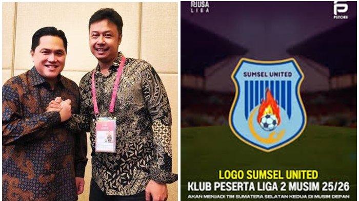ANGGORO BERI SELAMAT - Petinggi Sriwijaya FC Anggoro Prajesta bersama Ketua Umum PSSI Erick Thohir yang menjadi peserta Kongres PSSI Biasa Tahun 2025 juga memonitor pengesahan pergantian identitas klub Liga 2 Persikas Subang kepada Sumsel United di Hotel The Ritz-Carlton Jakarta, Mega Kuningan, Jakarta, Rabu (4/6/2025). Direktur Olahraga PT SOM ini memberikan ucapan selamat dan siap menjadi rival di lapangan.