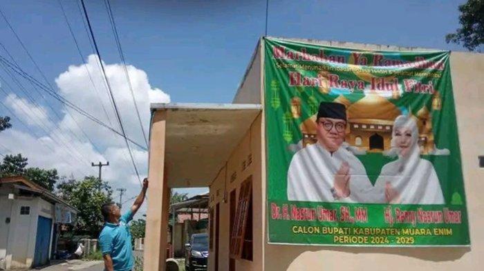 Baliho H Nasrun Umar SH MM yang digadang bakal maju Pilbup Muaraenim 2024.