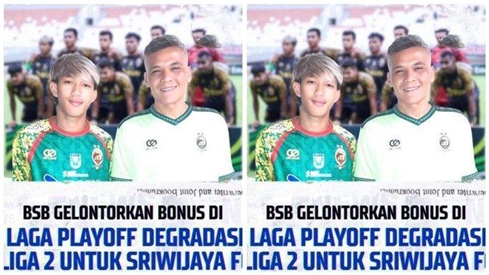 BONUS CAIR - Sebuah akun instagram sfctalks memposting Bank Sumsel Babel (BSB) menggelontorkan bonus Rp 20 juta untuk setiap kemenangan SFC babak playoff degradasi dan bonus Rp 5 juta setiap gol tim Sriwijaya FC. Juga menampilkan foto head coach Hendri Susilo bersama kapten tim Tomi Darmawan.