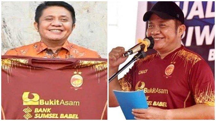 H Herman Deru saat menjabat gubernur Sumsel mengenakan jersey Sriwijaya FC yang tertera Bank Sumsel Babel masih menjadi sponsorship.