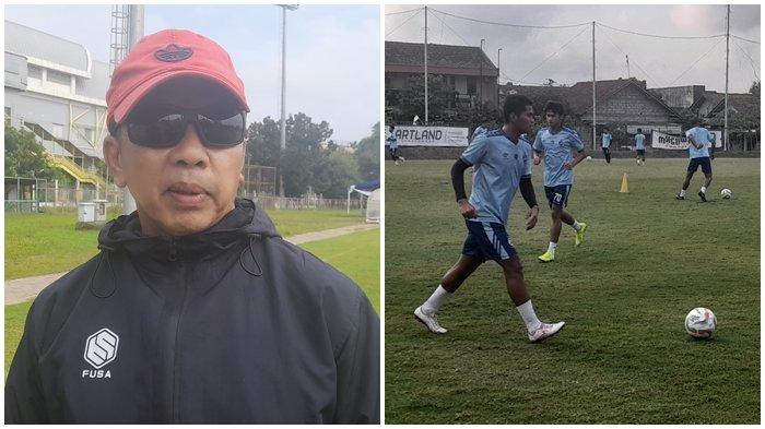 Coach Jafri Sastra memberikan keterangan di sela-sela latihan dalam rangka Training Camp (TC) di Yogyakarta, Sabtu (24/8/2024).