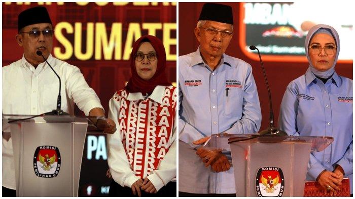 Dua srikandi Cawagub Riezky Aprilia (pasangannya Eddy Santana) dan Anita Noeringhati (pasangannya Mawardi Yahya) pada Debat Perdana Pilgub Sumsel 2024 Sesi 2 yang digelar KPU Sumsel, Senin (28/10/2024) malam yang lalu.