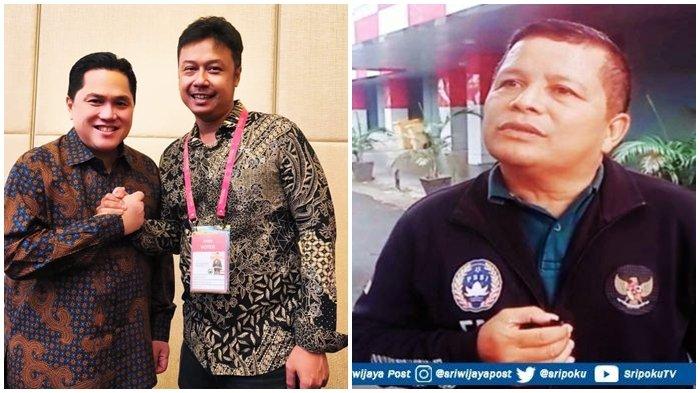 FAISAL PSSI SUMSEL - Ketum PSSI Erick Thohir salam komando dengan Direktur Olahraga PT SOM Anggoro Prajesta pada Kongres PSSI Tahun 2025 di Hotel The Ritz-Carlton Jakarta, Mega Kuningan, Jakarta, Rabu (4/6/2025). Ketua Komite Organisasi Asprov PSSI Sumsel Faisal Mursyid SH mengatakan hingga kini Kongres PSSI masih belum menelurkan regulasi terbaru yang diterima klub, termasuk Sriwijaya FC.