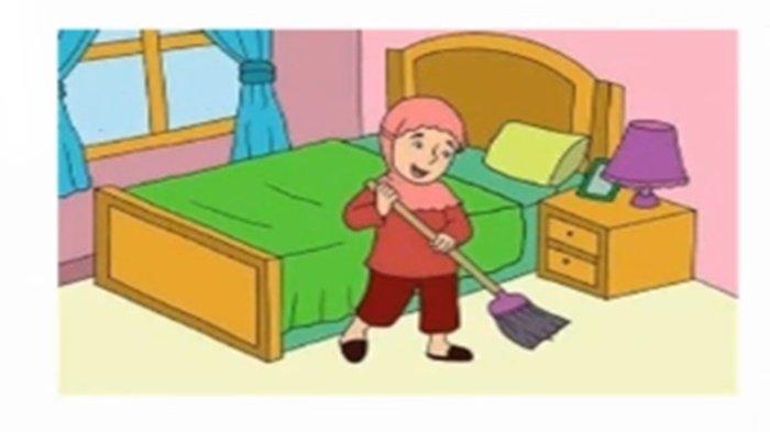 Gambar latihan soal Bahasa Inggris kelas 4 SD Unit 10 Kurikulum Merdeka, He Always Gets Up at 5 O'clock.